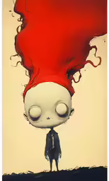 a cartoon character with long red hair