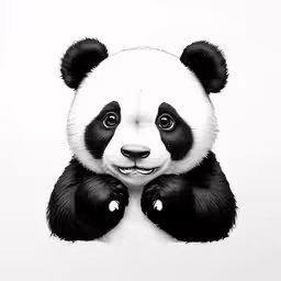 an image of a panda face with black and white