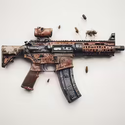 a destroyed toy gun with bugged airs