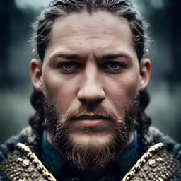 a man with long hair and beard wearing an outfit