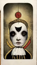 an old card with a female fridax figure on it