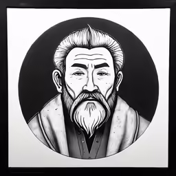 an illustration of a man with beards in a circle