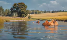 some water and some trees are shown here