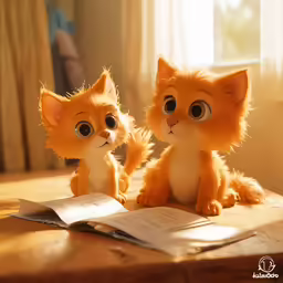 two plush cats that have been sitting on a table