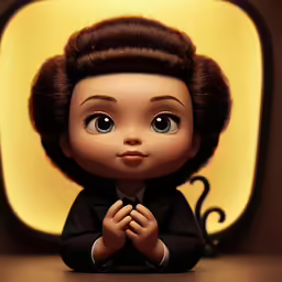 a very cute doll dressed in business attire