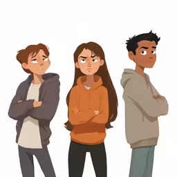 the four young people stand with arms crossed