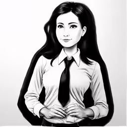 black and white portrait of woman wearing dress shirt