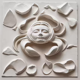 a white sculpture that is on the wall