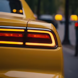 the tail lights are glowing on the car
