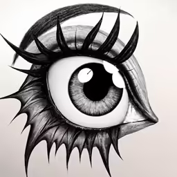 a drawing of an eye with some spiked lashes