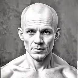 an old fashion photo of a bald man
