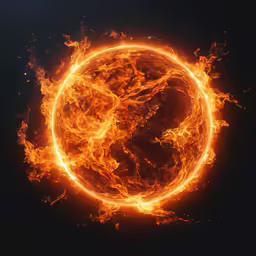 an abstract circle with red and yellow highlights