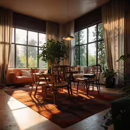 this is a dining table and a long window