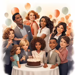 this cartoon has a group of children standing around a birthday cake