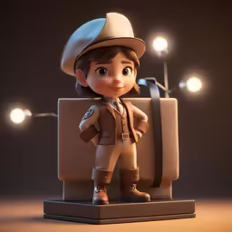 a statue with a brown suit and a hat