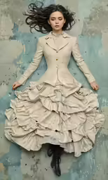 a woman is dressed like a ball gown