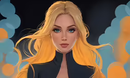 a beautiful blonde woman in a black shirt