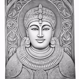 buddha portrait in black and white photograph