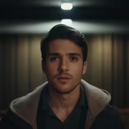 a man looking at something with serious look