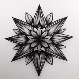 a black and white drawing of a star on a white background