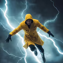 a woman wearing a yellow coat is posing for a photo