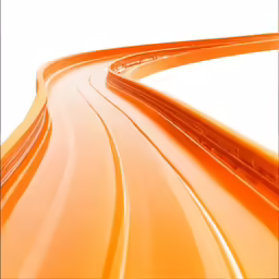 this image is looking down at a curving road