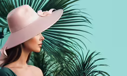 a beautiful young woman in a pink hat