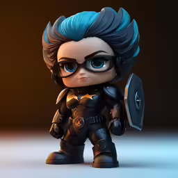 batman chibimou doll is wearing a black costume