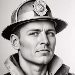 a fireman with a fire helmet over his shoulder