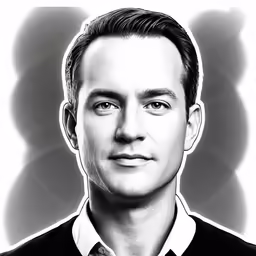 a close up portrait of a man wearing a dress shirt