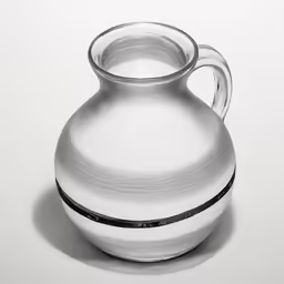 black and white drawing of a striped jug