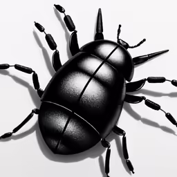 the black bug is sitting on the white surface