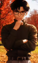 a person with glasses standing with his arms crossed