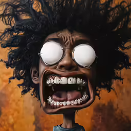 a creepy looking head is wearing glasses