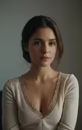 a woman in a top posing for a portrait
