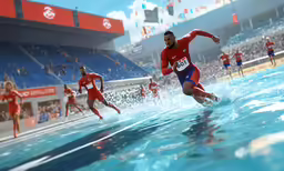 some athletes are doing sports in the water