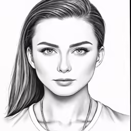 a drawing of the face of a woman in a necklace