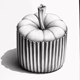 a drawing of a large container filled with a food