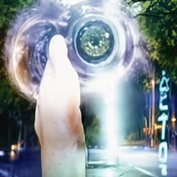 a person holds their hands up to a light in a picture