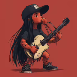 a painting of an animal that is playing guitar