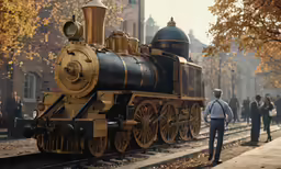 people on the side of a train that is stopped