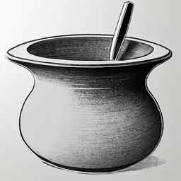 a large pot with a pen and ink