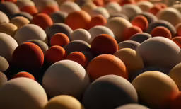 many eggs with different color of them stacked together
