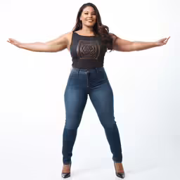 an image of a woman wearing high rise jeans