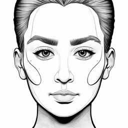 the face of a young woman with half circles around her