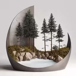 there is a small circle shaped sculpture in the center of this photo