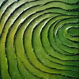 there are many bubbles on the top of this green leaf