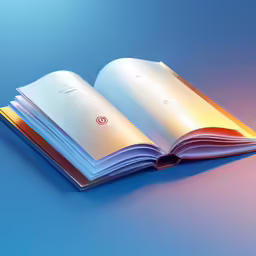 an opened book on a blue surface