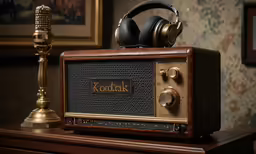 an old fashioned radio sits on a mantle