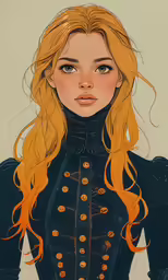a girl with long blonde hair is wearing armor
